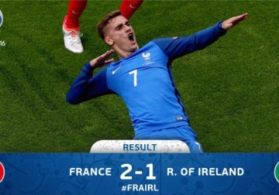 Евро-2016: Франция Гризманнинг дубли эвазига Ирландияни енгиб, чорак финалга чиқди фото