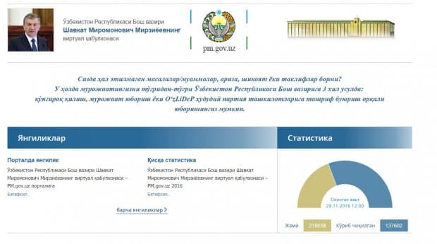 Виртуал қабулхонага энг кўп мурожаатлар қайси шаҳар аҳолисидан келиб тушаётгани маълум қилинди