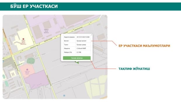 Онлайн аукционга қўйилган бўш ерларнинг очиқ электрон харитаси яратилди