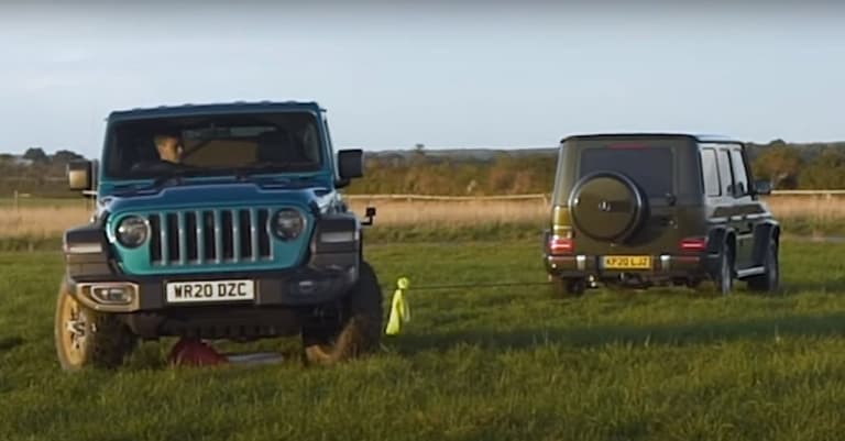 Defender, G-Class va Jeep Wrangler o‘zaro arqon tortishdi (video)