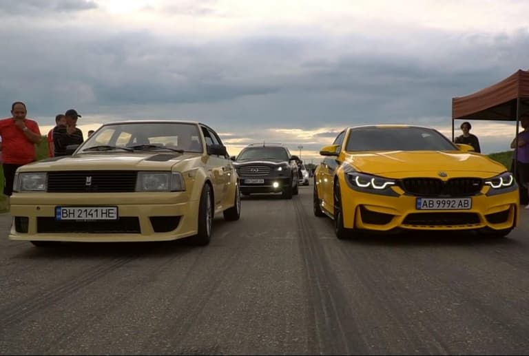 Dreg-reysingda oltita nemis sportkarini ortda qoldirgan «Moskvich» (video)