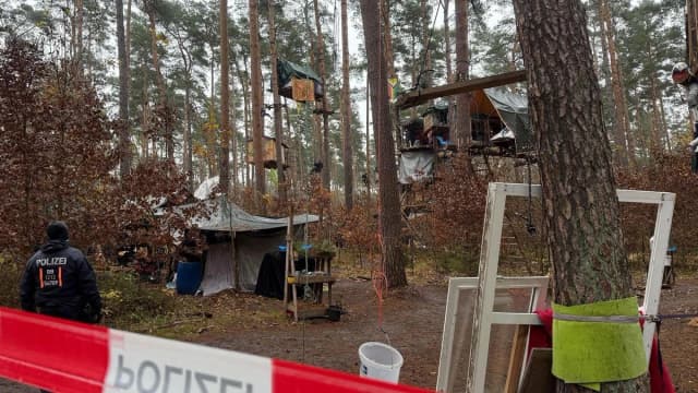 Germaniyada Tesla zavodi qurilishiga qarshilar daraxtlardan tushishni xohlamayapti