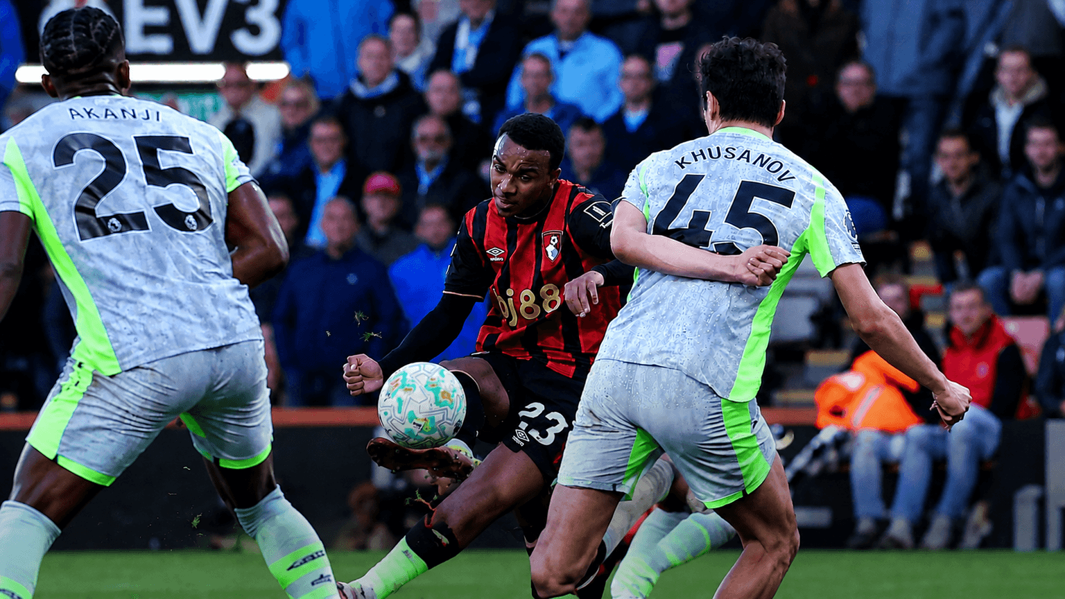 How was Abdukodir Khusanov rated in the Bournemouth vs Manchester City match?
