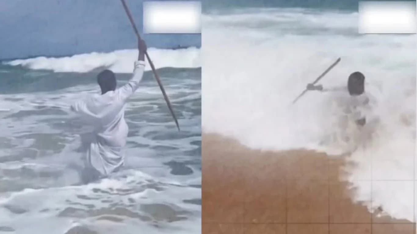 Денгизни бўлишга уринган руҳоний чўкиб кетишга сал қолди
