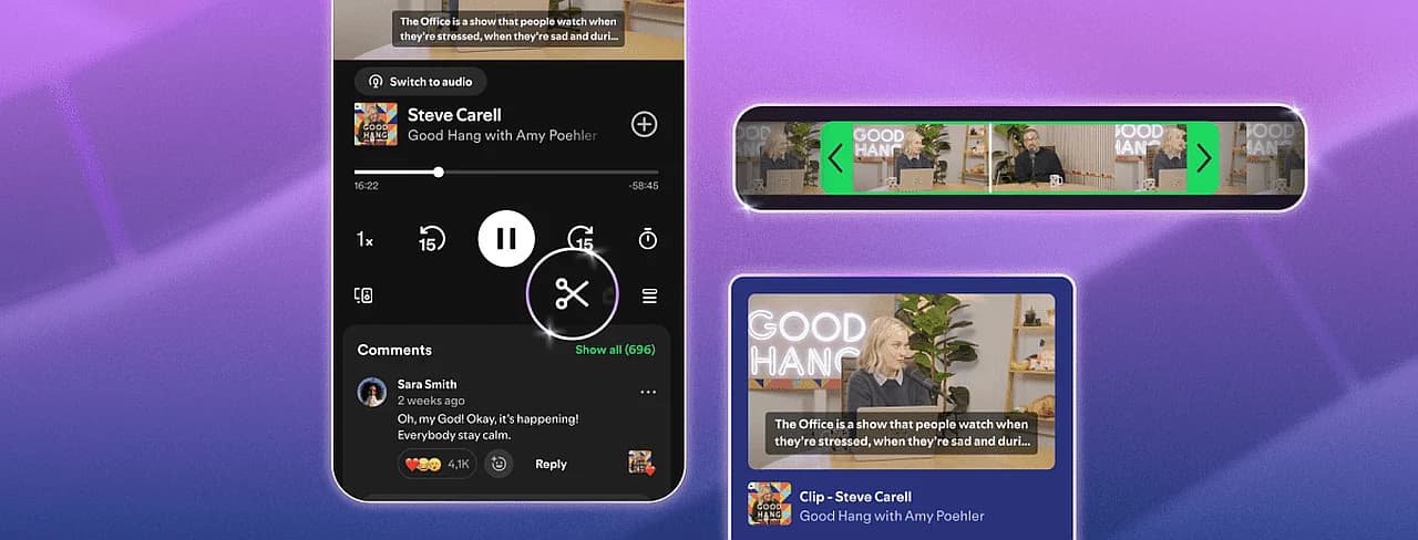 Spotify запустил функцию создания клипов из подкастов
