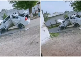 Фото: «Xabar.uz» Бухорода «Нексия-3» автомашинаси икки