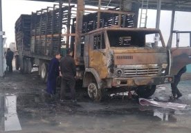 Qashqadaryodagi siqilgan gaz quyish shoxobchasida “Kamaz” yuk mashinasi yonib ketdi фото