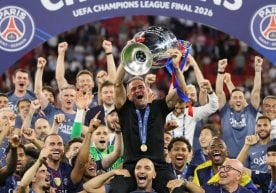 PSG head coach Luis Enrique and team captain Marquinhos