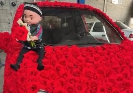 Une voiture décorée de façon inhabituelle a fait sensation
