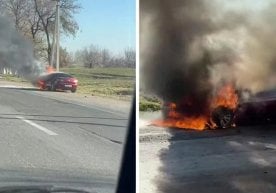 Тошкент вилоятида Mazda автомашинаси ёниб кетди фото