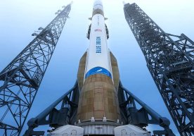 El megacohete New Glenn, propiedad de Blue Origin de Jeff