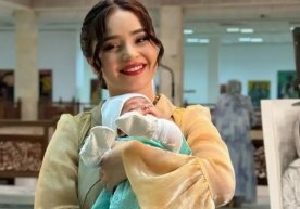 Актриса Баҳора Арслонова чақалоғи билан бирга клип суратга