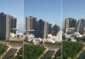 Хитойнинг Яньтай шаҳрида тўртта кўп қаватли иморатлар