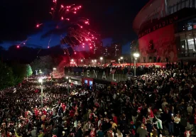 Fans of London club Arsenal filled the area around