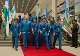Uzbekistan’s national judo team, which performed with