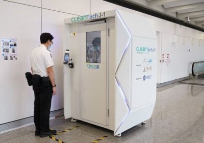 Gonkong aeroportiga virus va bakteriyalarni 40 soniyada yo‘q qiluvchi kabina o‘rnatildi фото