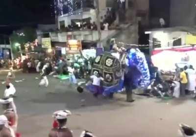 Шри-Ланкада фил одамларни ҳар томонга улоқтириб ташлади (видео) фото