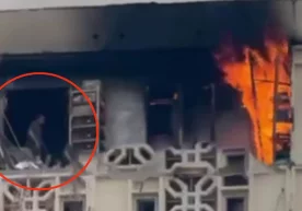 A man committed suicide during a fire in Tashkent (video) фото