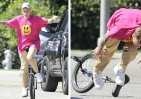 Justin Bieber, elektrikli tekerlekten başarısız bir