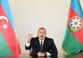 Илҳом Алиев «озод қилинган ҳудудларда» Озарбойжон байроқлари кўтарилганини айтди фото