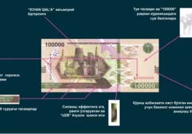 Янги кўринишдаги номинал қиймати 50 000 сўм ва 100 000 сўм