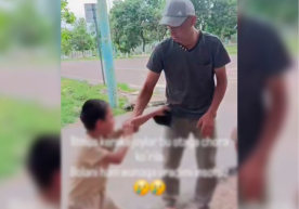 A video circulating on social media showing a father