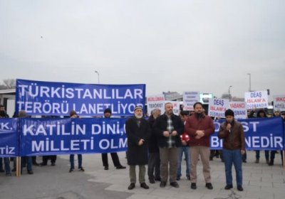 Istanbulda turkistonliklar namoyishi: Terrorning millati, dini bo‘lmaydi! фото