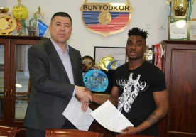 Foto: «Bunyodkor» FK «Qizilqum» hujumchisi Ibrohim Tomiva