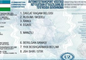 Ўзбекистонда автомототранспорт воситасини расмий рўйхатдан