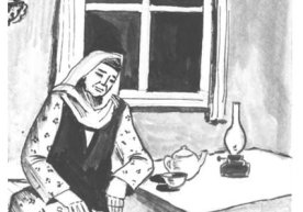 Nazira buvi oshxonaning ayvon qismida kitob o‘qib