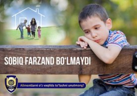 Karantin davrida farzandining voyaga yetguniga qadar 78 mln. 960 ming so‘m aliment pullarini to‘ladi фото