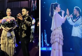 Хонанда Шоҳруҳхоннинг концерт дастурида у ва турмуш ўртоғи