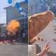 A video of gas-filled balloons exploding in a school in