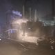 A fire broke out at night inside a substation in the Mirzo