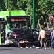 A road traffic accident involving a bus and a passenger
