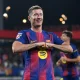 Barcelona striker Robert Lewandowski scored his team’s