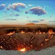 The intensity of the fire in the Darvoza gas crater,