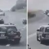 БМП ҳарбий машинаси енгил автомобиль устига чиқиб кетди (Видео)