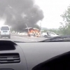 Pastdarg‘omda Nexia bilan to‘qnashuvdan so‘ng Damas yonib ketdi (video)