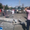 Samarqandda tramvay beton ustunni ag‘anatdi (foto)