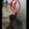 Girdobga mahliyo bo‘lgan erkak jarlikka qulab tushdi (video)