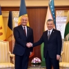 Shavkat Mirziyoyev Ashxobodda Moldova prezidentini qabul qildi