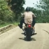 Ilon yo‘lda harakatlanayotgan motosiklchiga hujum qildi (Video)
