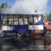 Sirdaryo avtotrassasida yuk avtomobili yonib ketdi