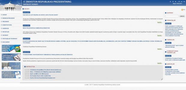 O‘zbekiston Respublikasi Prezidentining rasmiy veb sayti o‘zgardi