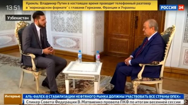 Video: Abdulaziz Komilov “Rossiya-24” telekanaliga intervyu berdi