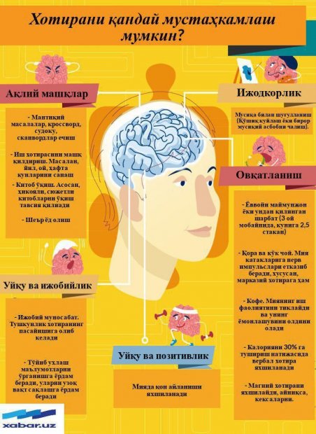 Xotirani qanday mustahkamlash mumkin? (infografika)