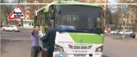 Toshkentda avtobus haydovchisi va YPX xodimi janjallashdi (video)