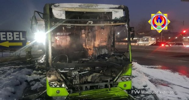 Toshkent shahrida avtobus yonib ketdi