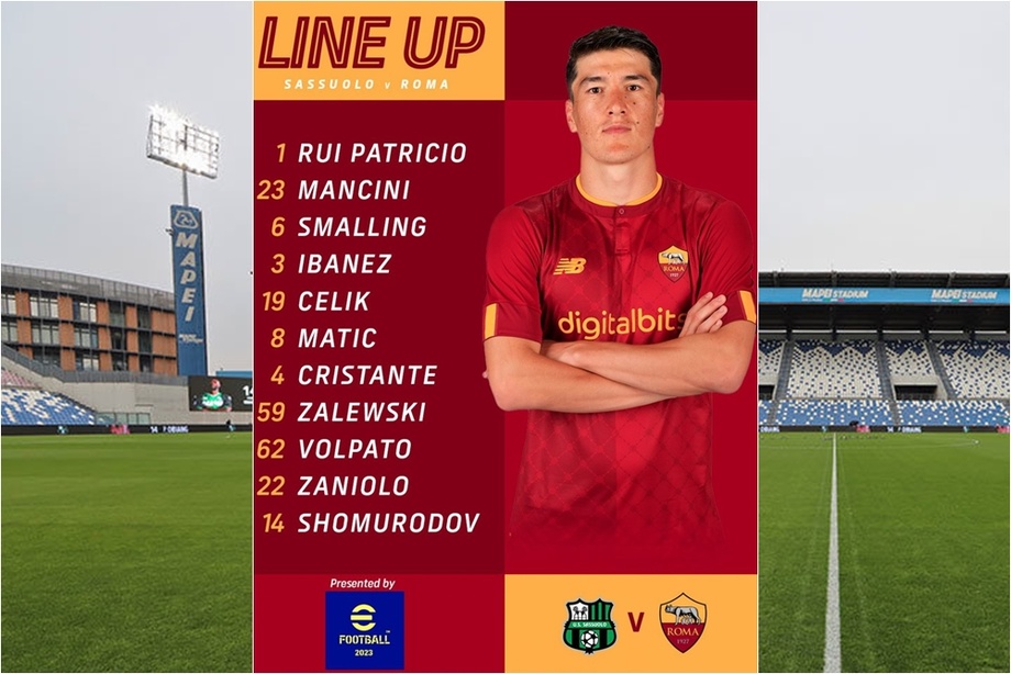 «Sassuolo» — «Roma» o‘yini: Nihoyat Shomurodov asosiyda!